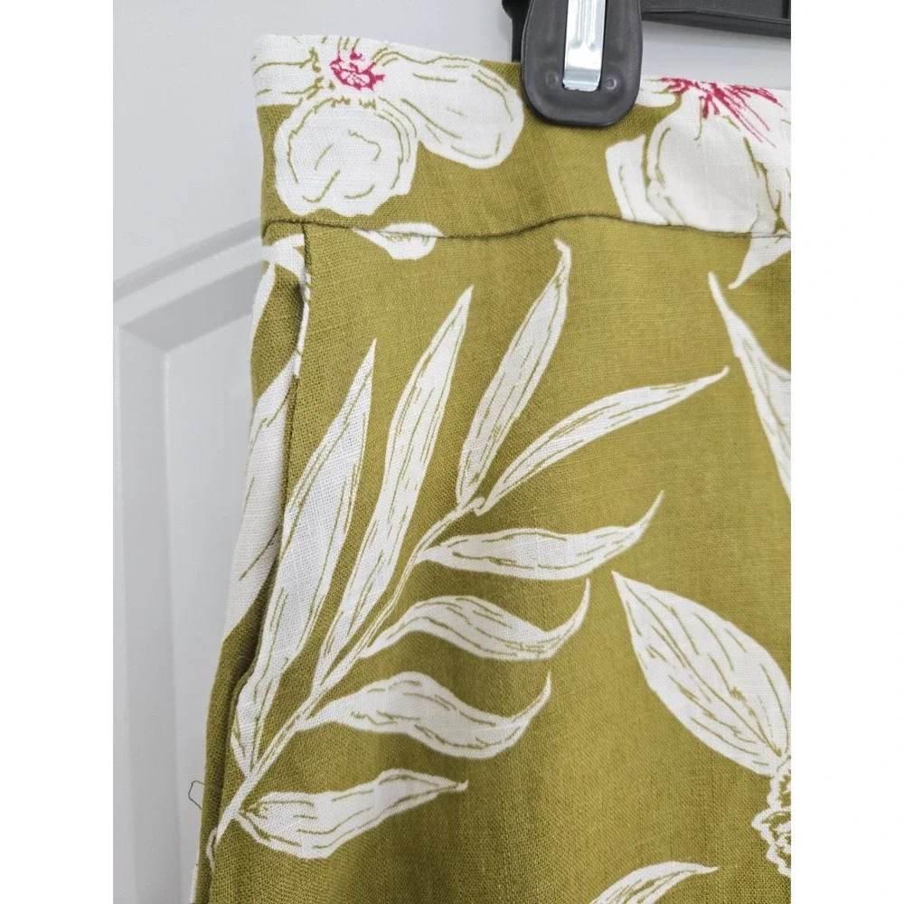Zara Floral Print Linen Blend Pants Size L NWT